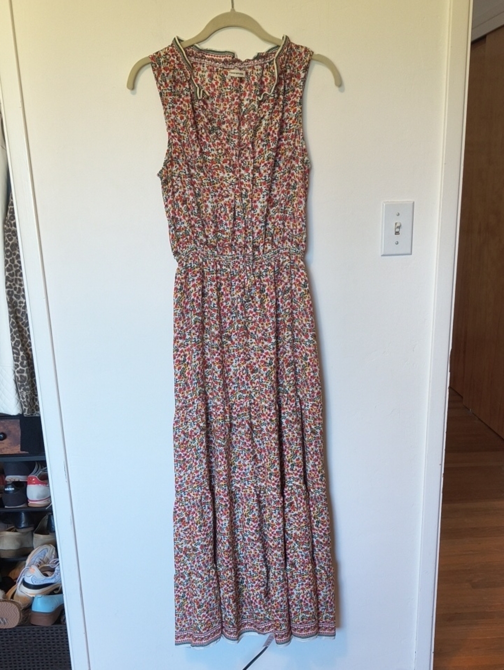 Max Studio Floral Print Sleeveless Maxi Dress in Red, Green, Blue